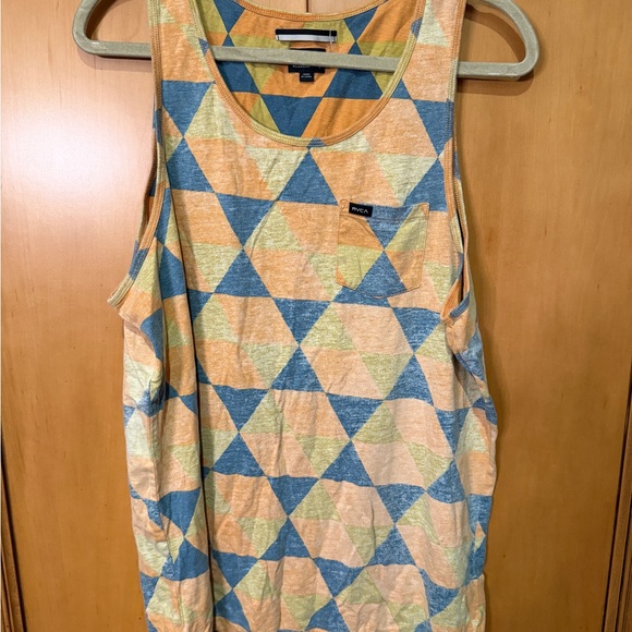 RVCA Geometric Blue and Orange Tank Top - Picture 1 of 3